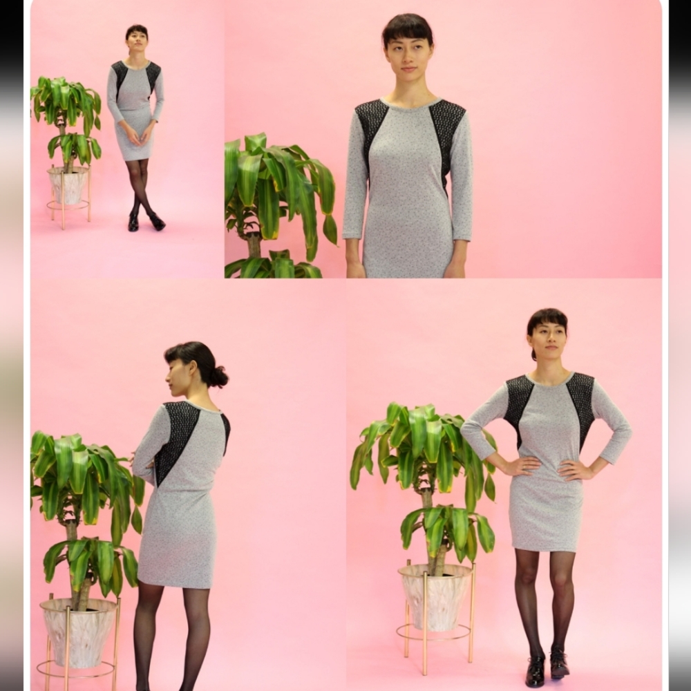 Eve Gravel Black and Olive Long Sleeve Dress
